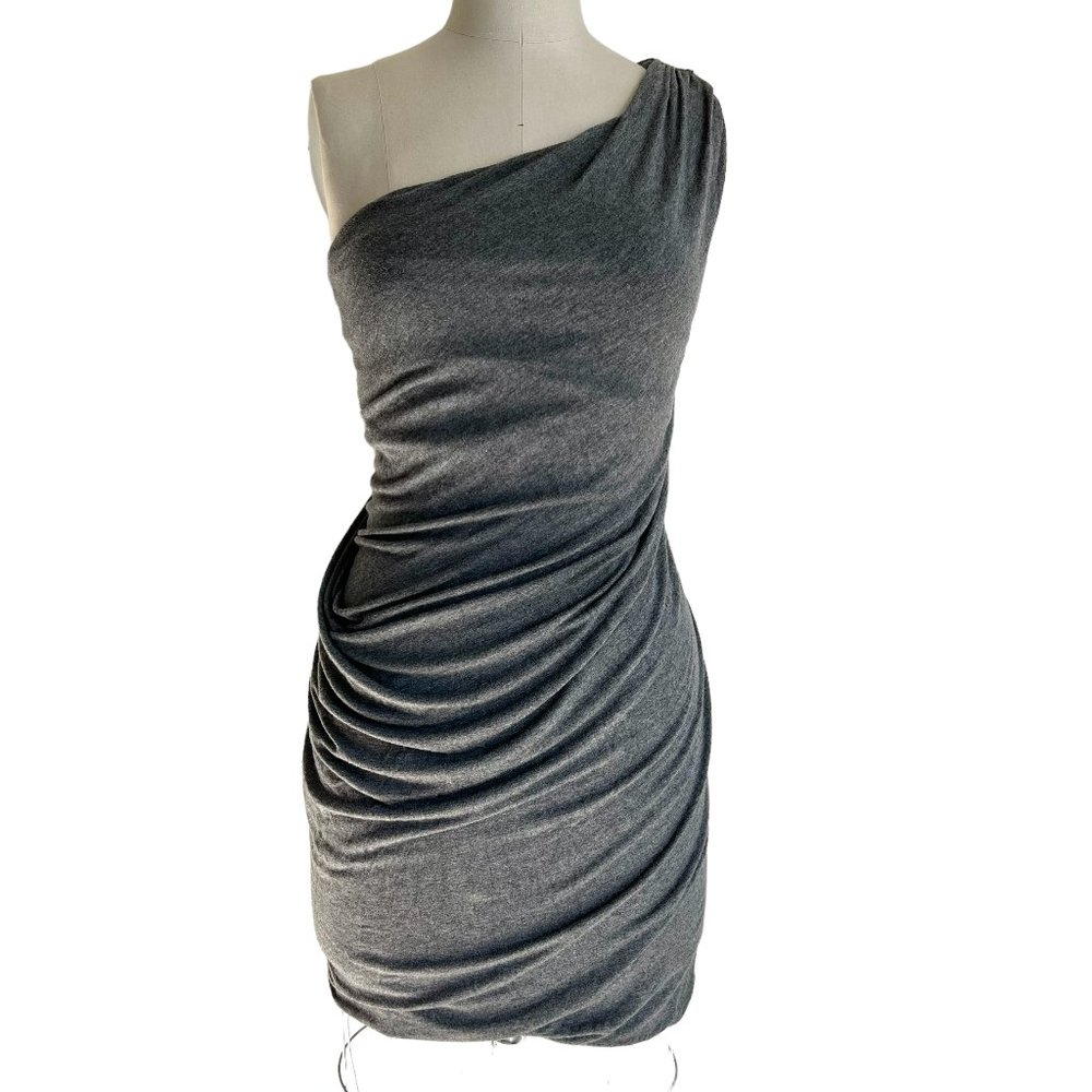 Bailey 44 Heathered charcoal grey Deboule one shoulder jersey dress